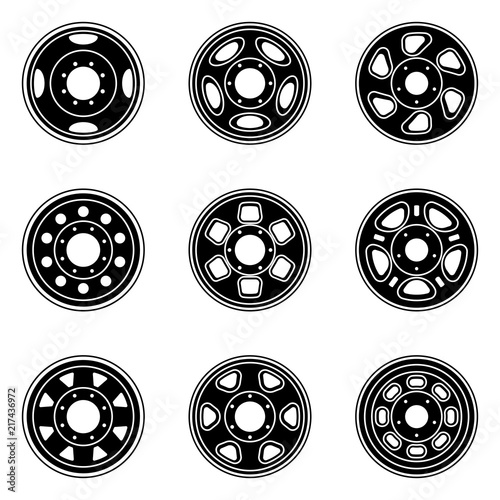 Lightweight truck rims icon set. Vector illustration