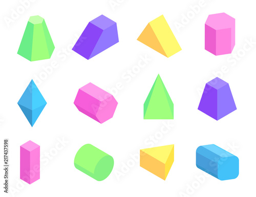Different Shape Prism Collection on White Backdrop