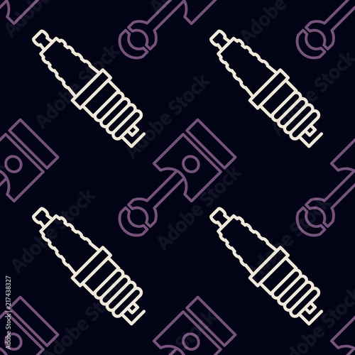 Seamless pattern with line car service icons for your design
