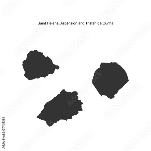 Outline map of Saint Helena, Ascension and Tristan da Cunha. Vector