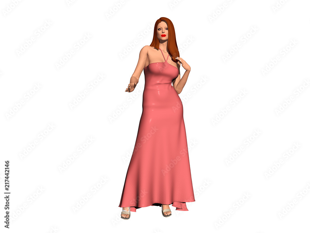 Junge Frau mit elegantem rotem Abendkleid
