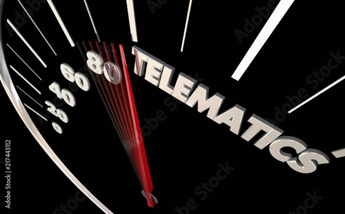 Konstfotografi Telematics Automotive Connectivity Vehicle Technology Speedometer Word 3d Illust