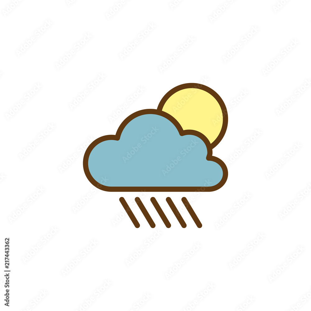Cloud rain and sun filled outline icon, line vector sign, linear colorful pictogram isolated on white. Rainy cloud symbol, logo illustration. Pixel perfect vector graphics Cloud rain and sun filled outline icon, line vector sign, linear colorful pictogram isolated on white. Rainy cloud symbol, logo illustration. Pixel perfect vector graphics