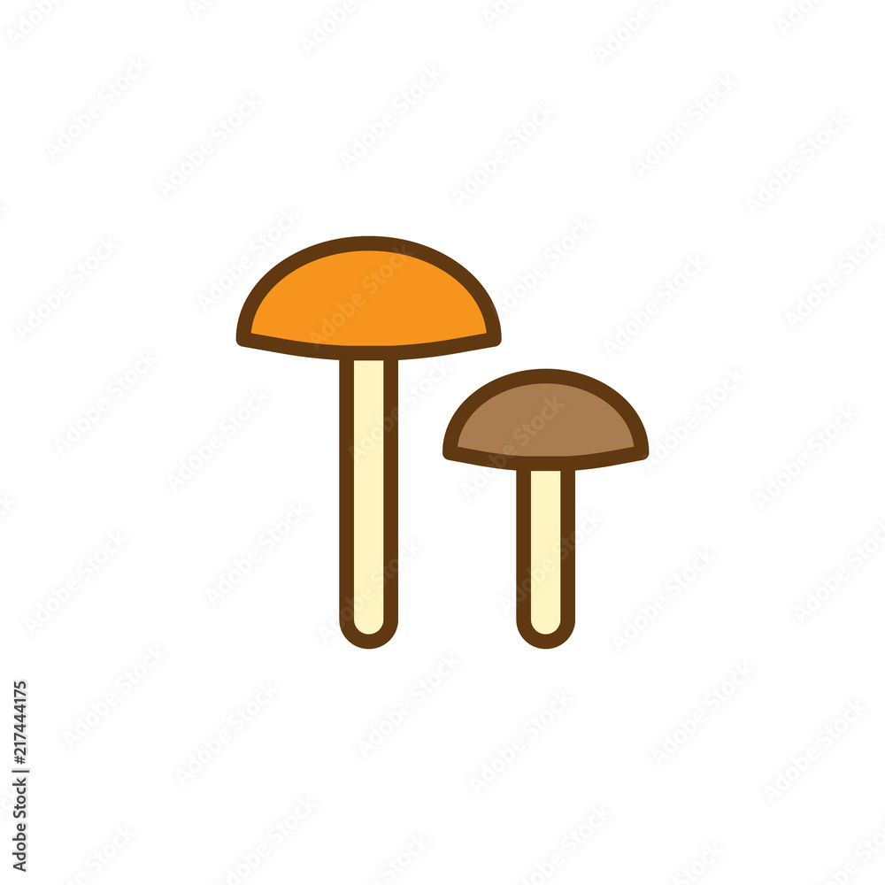 Mushroom filled outline icon, line vector sign, linear colorful pictogram isolated on white. two mushroom symbol, logo illustration. Pixel perfect vector graphics