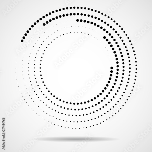 Abstract dotted circles. Dots in circular form. Halftone effect