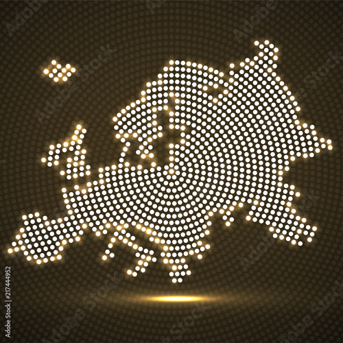 Abstract Europe map of glowing radial dots, halftone concept