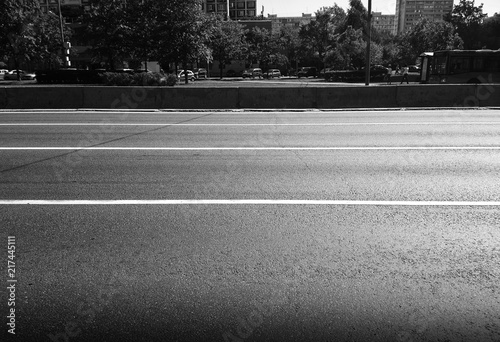 Horizontal black and white city road background