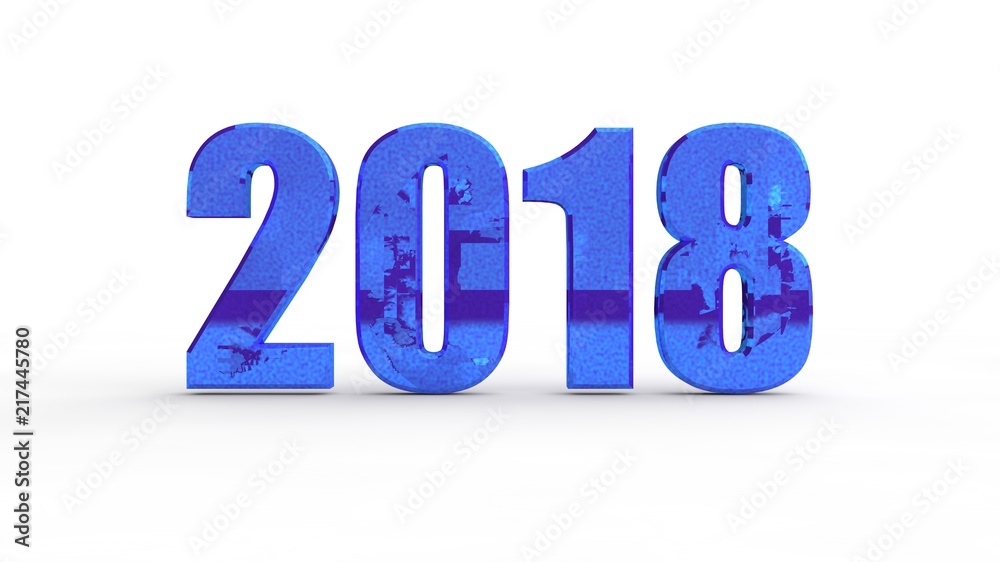 Date of 2018 for calendar, on a white background blue and rust, the idea for calendars, the concept of past, present and future. 3D rendering Date of 2018 for calendar, on a white background blue and rust, the idea for calendars, the concept of past, present and future. 3D rendering