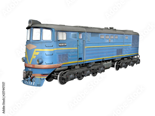 Blaue stählerne Lokomotive