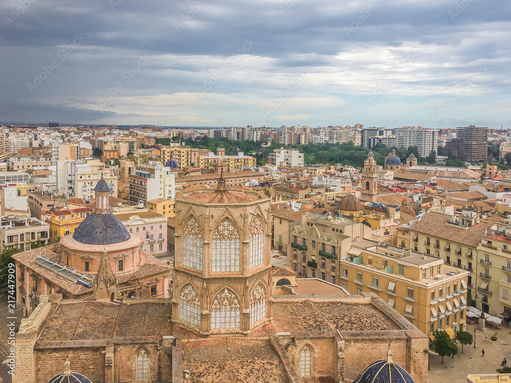 cathedral view with city of valencia Spain