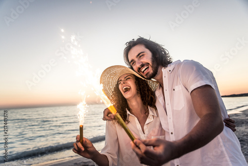 Couple on a tropical beach photo