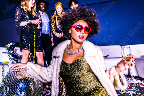 Photography Friends having party in a nightclub