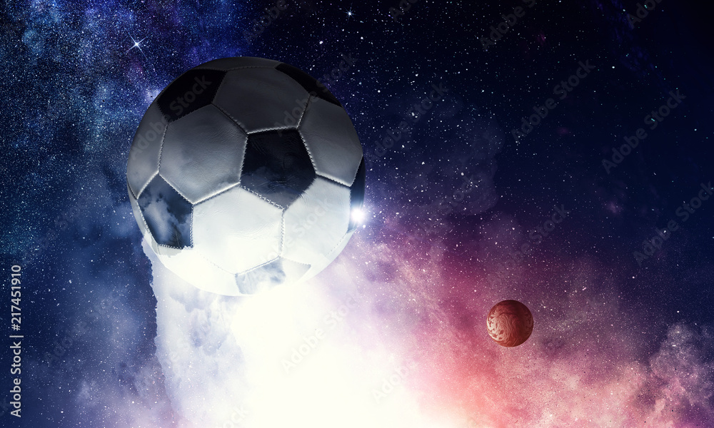 Fototapeta premium Soccer ball in cosmos