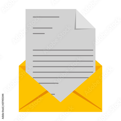 envelope mail with document isolated icon