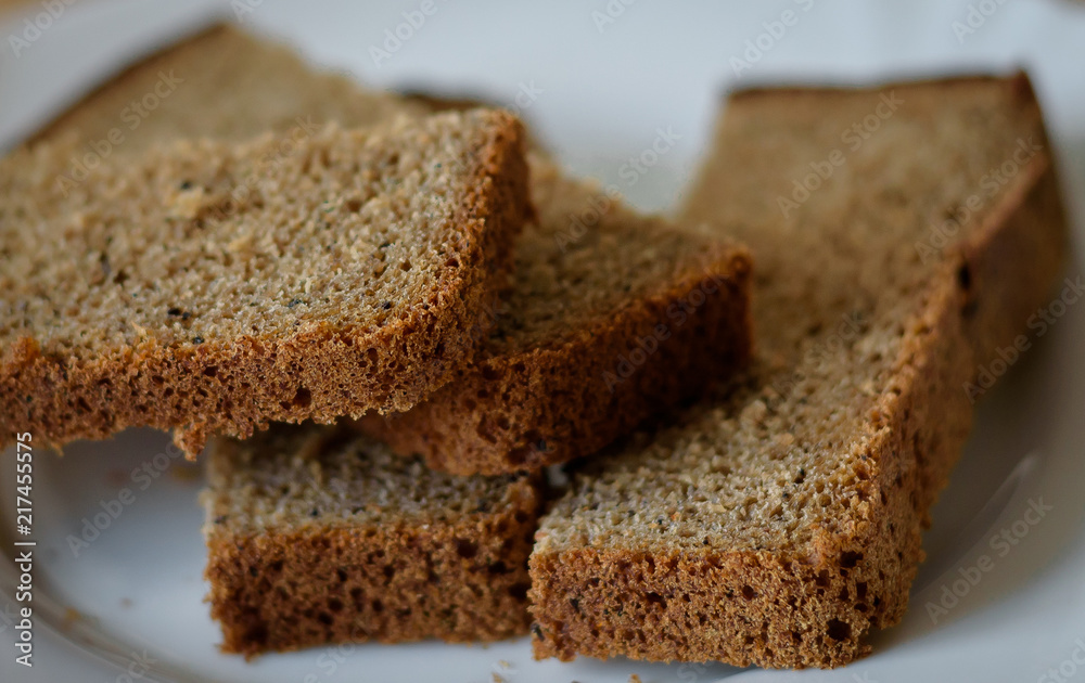 Sliced rye bread closeup