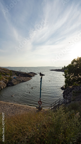 The Beach of Suomenlinna, Castle of Finland in English, an island fortress in the Gulf of Finland, protecting the capital city of Helsinki. Suomenlinna is an UNESCO World Heritage Site. photo