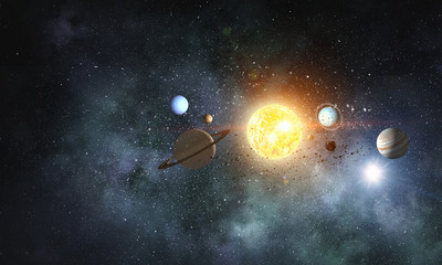 Solar system planets . Mixed media