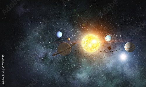 Fototapeta Naklejka Na Ścianę i Meble -  Solar system planets . Mixed media