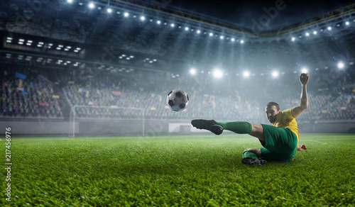 Soccer player at stadium. Mixed media © Sergey Nivens