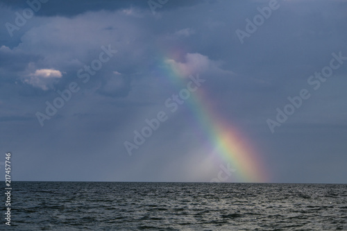 Rainbow under storm sea nature color ecology