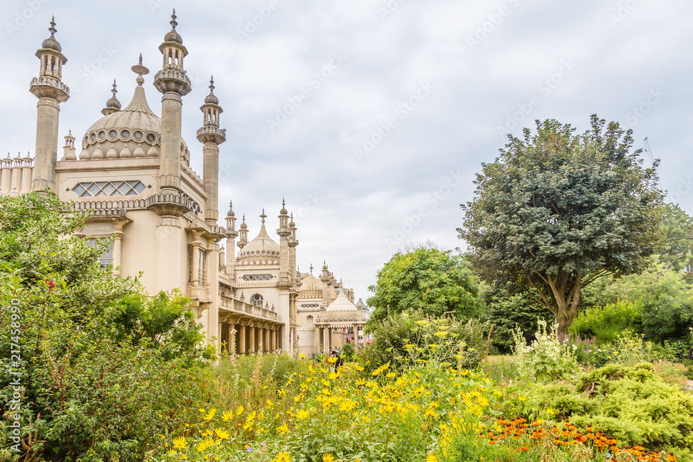 Royal Pavilion in Brighton in East Sussex in the UK. The Royal Pavilion is an exotic palace in the centre of Brighton. The palace mixes Regency grandeur with the visual style of India and China.