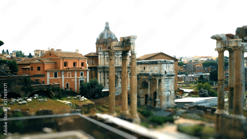 tilt shift on the imperial holes in Rome, Italy