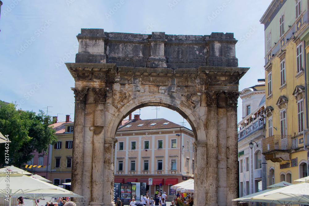 Ancient Roman triumphal Arch of the Sergii