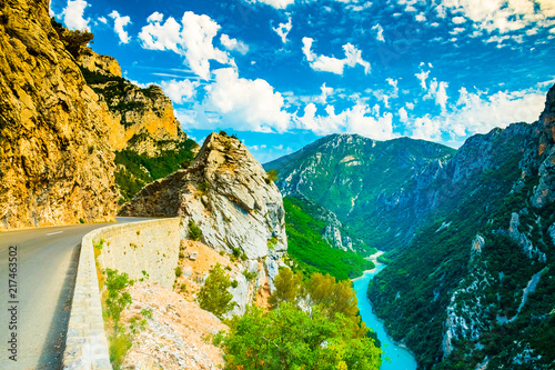 Leinwand Poster Beautiful viewpoint form biggest canyon Verdon Gorge Canyon of the Europe with r