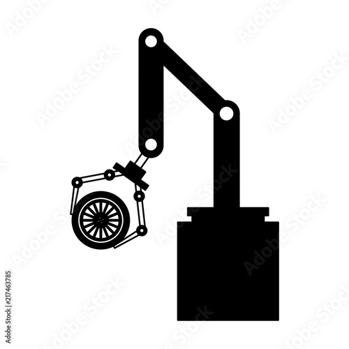 robot arm for automotive engineering with car wheel