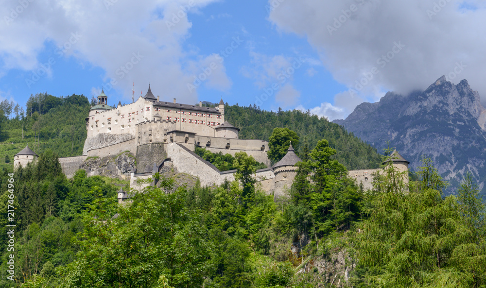 Fototapeta premium Hohenwerfen castle and fortress at Werfen on Austria