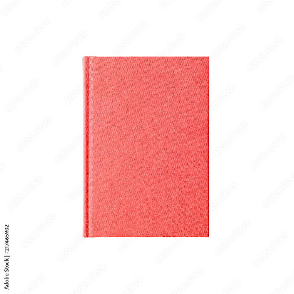 Isolated red book notebook planner bright soft scarlet coloron white background Isolated red book notebook planner bright soft scarlet coloron white background