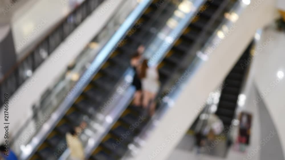 blur scene, people using escalator in shopping mall blur scene, people using escalator in shopping mall