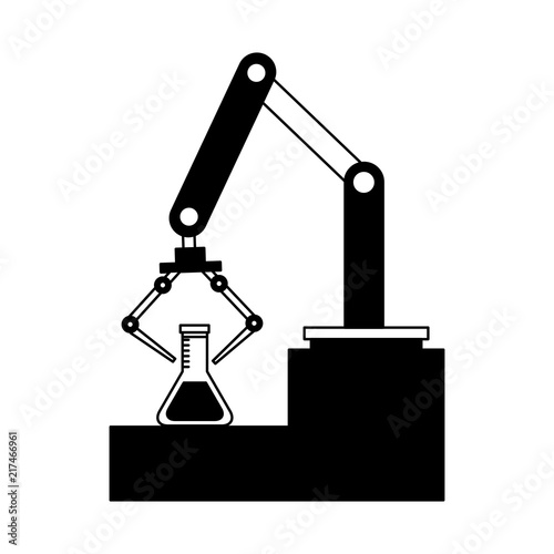 robotic hand machine with tube test vector illustration design