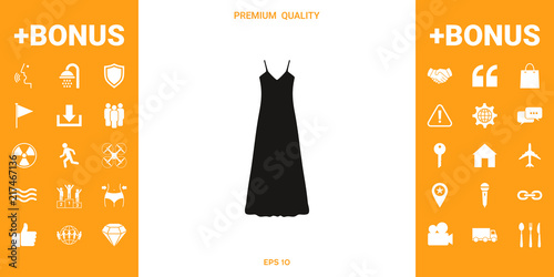 Long Dress, Evening dress, combination or nightie , the silhouette. Menu item in the web design
