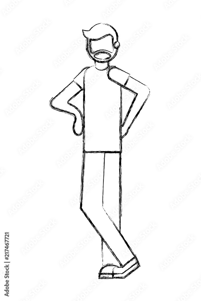 beard man cartoon figure male vector illustration hand drawing