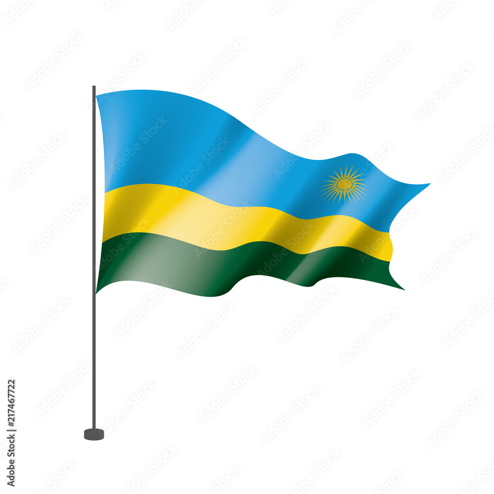 Obraz premium Rwanda flag, vector illustration on a white background