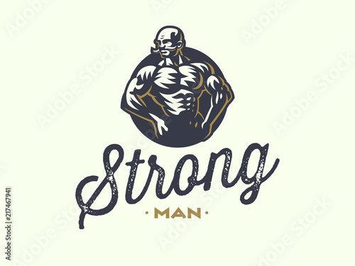 A vintage strong man with a mustache.