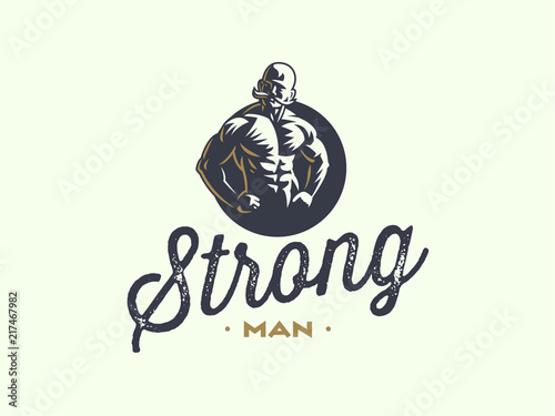 A vintage strong man with a mustache.