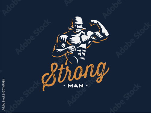 A vintage strong man with a mustache.
