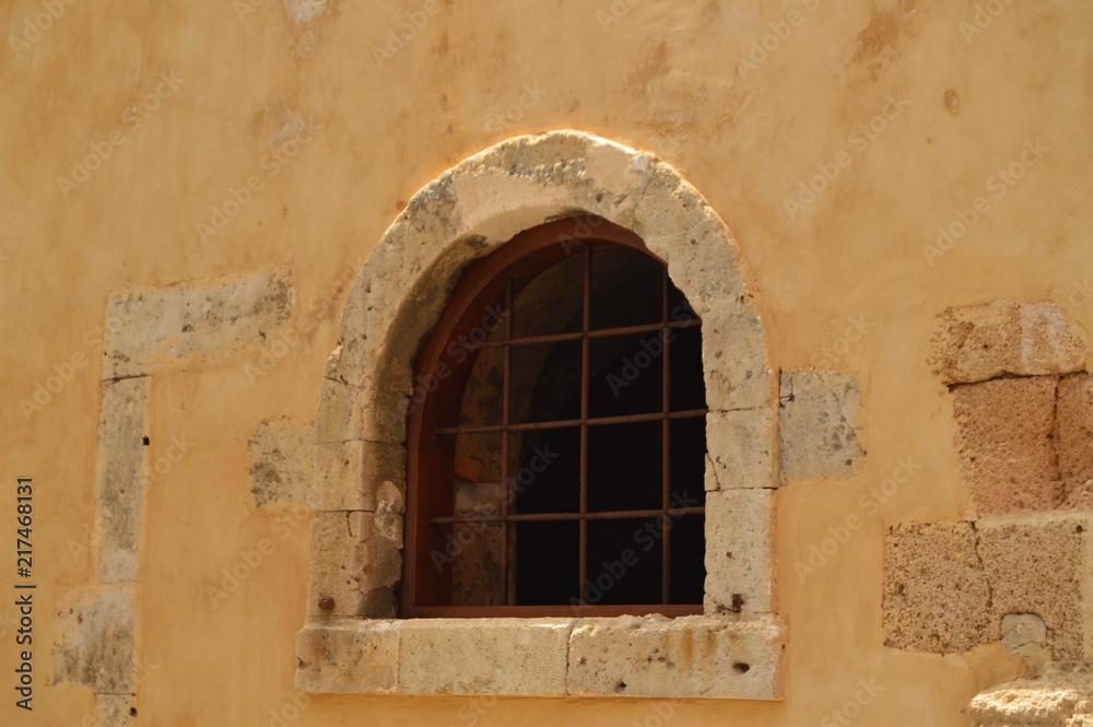 Beautiful Window Of An Old House In The Venetian Quarter In Chania. History Architecture Travel. July 6, 2018. Chania, Crete Island. Greece.