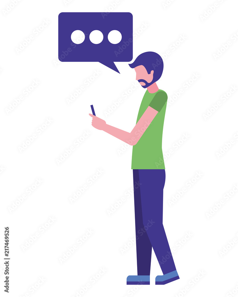 man character using smartphone device vector illustration man character using smartphone device vector illustration