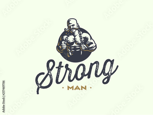 A vintage strong man with a mustache.