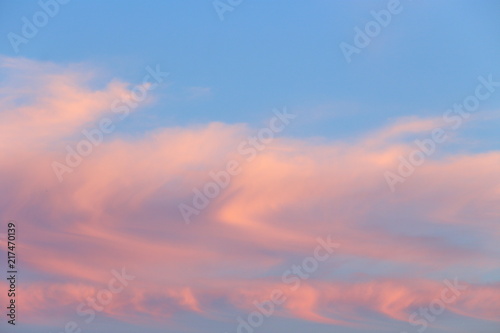 Beautiful sunset sky. Beautiful clouds on a blue sky. © maxim850