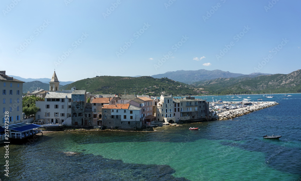 Saint Florent harbor in western coast of Corsica