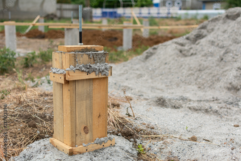 Construction of pile foundation. A series of photo building houses. Construction of pile foundation. A series of photo building houses.