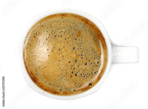 Coffee cup top view isolated on white background