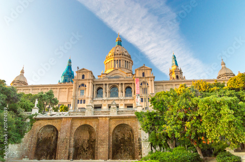 Sunrise at National Art Museum of Catalonia in Barcelona. © Robson90