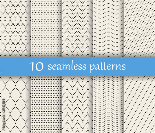 Set of ten vector dotted patterns. Patterns added to the swatches panel
