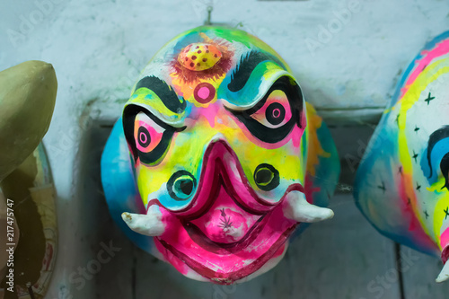 Chhau or Chhou masks on diaplay for sale photo