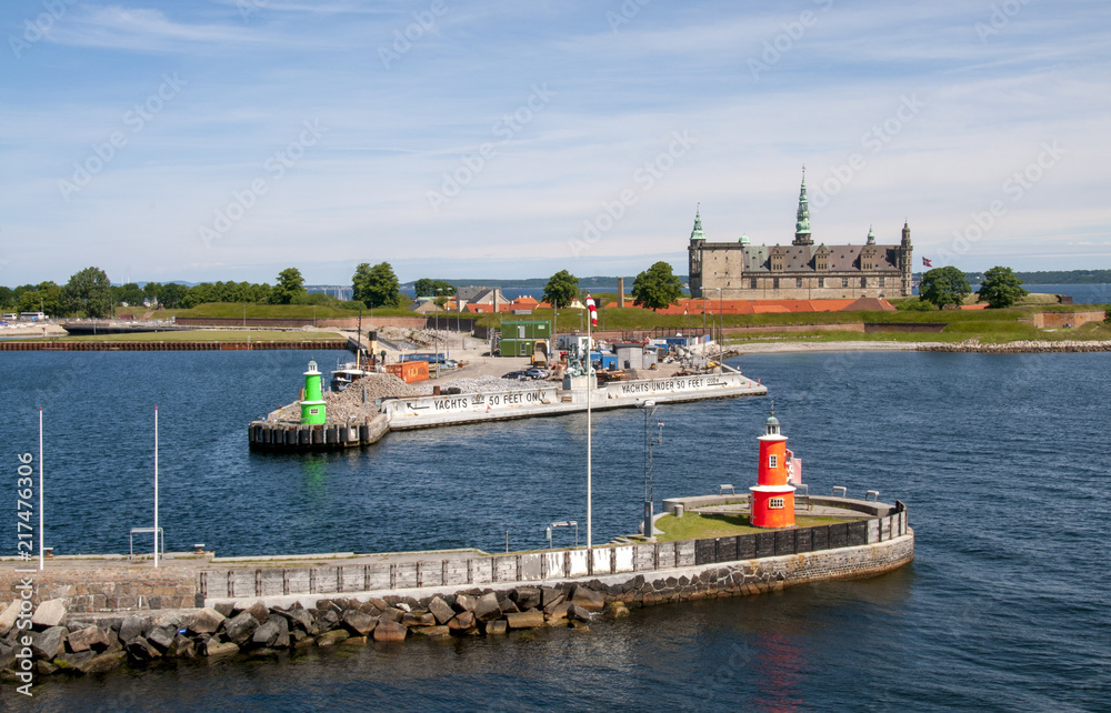 Helsingor harbour with the Castle of Elsinore